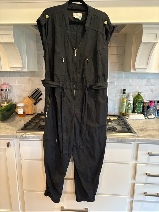 Anthropologie Pants - Anthropologie Black Zip-Front Utility Jumpsuit with Belt